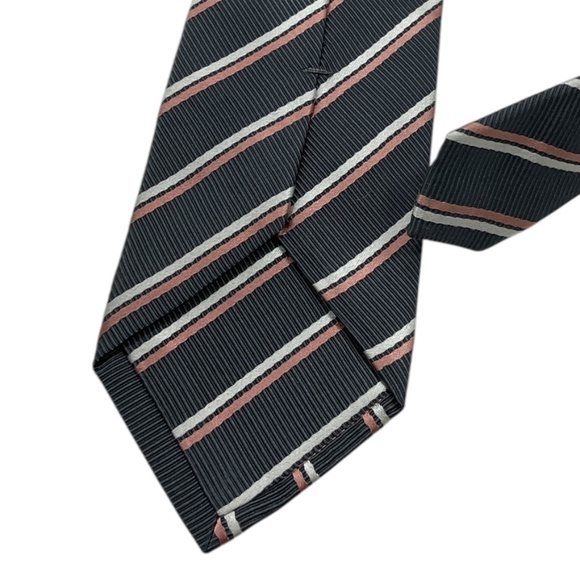 PRADA Gray/Pink Striped Silk LUXURY Tie ITALY - Picture 5 of 5